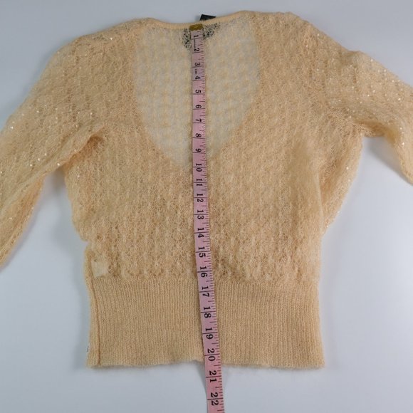 The Limited Womens S Kid Mohair Blend Beige Sheer Low V Cut Lightweight Sweater - Picture 8 of 10